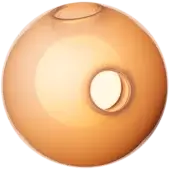 Bocci 28 pendant light, opaque purple glass, spherical form with central aperture and warm orange gradient glow.